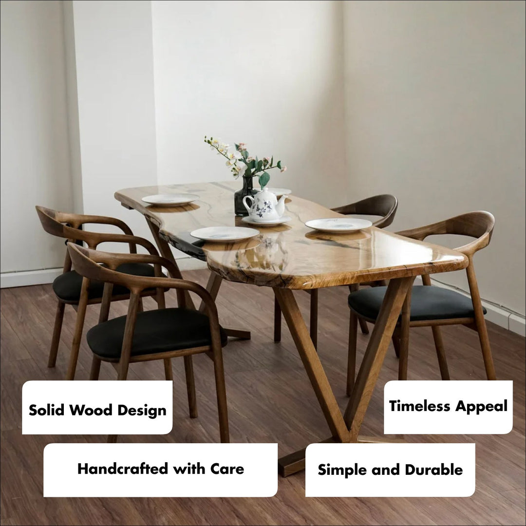 Live Edge Dining Table - Chestnut Wood Black Epoxy Farmhouse Table - UPP Home Store