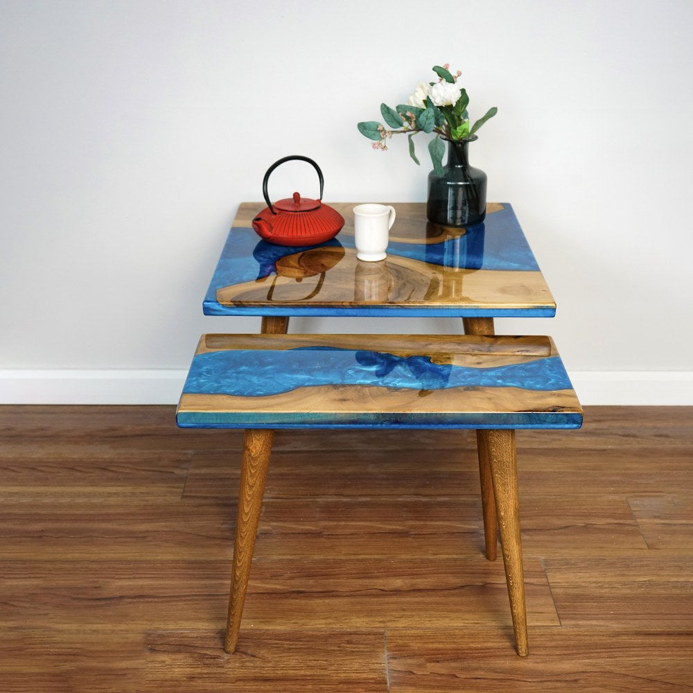 resin-walnut-coffee-table-set-of-2-blue-epoxy-furniture-modern-living-room-centerpiece-upphomestore