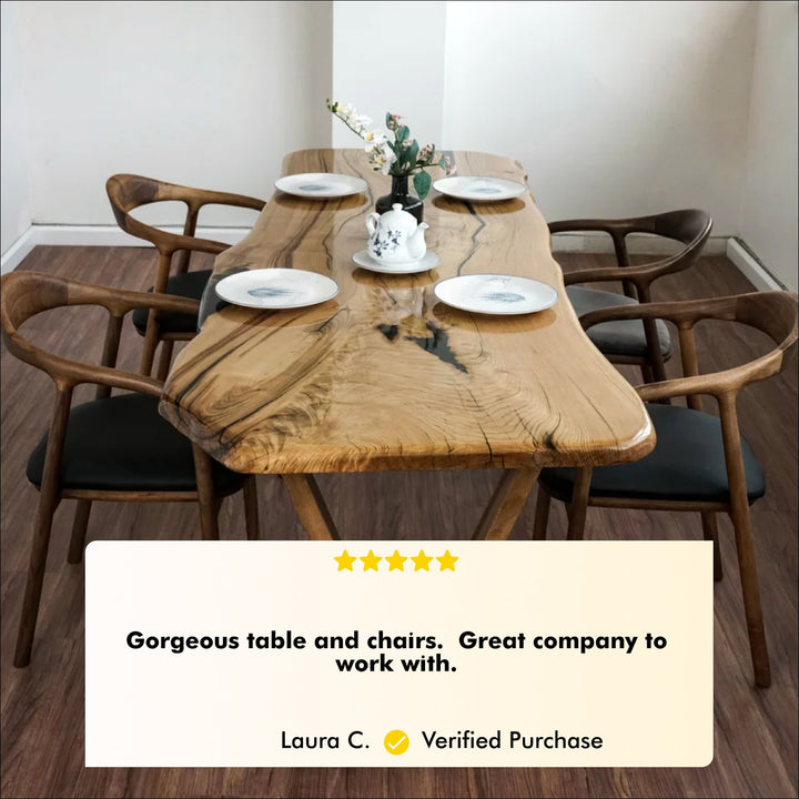 Live Edge Dining Table - Chestnut Wood Black Epoxy Farmhouse Table - UPP Home Store