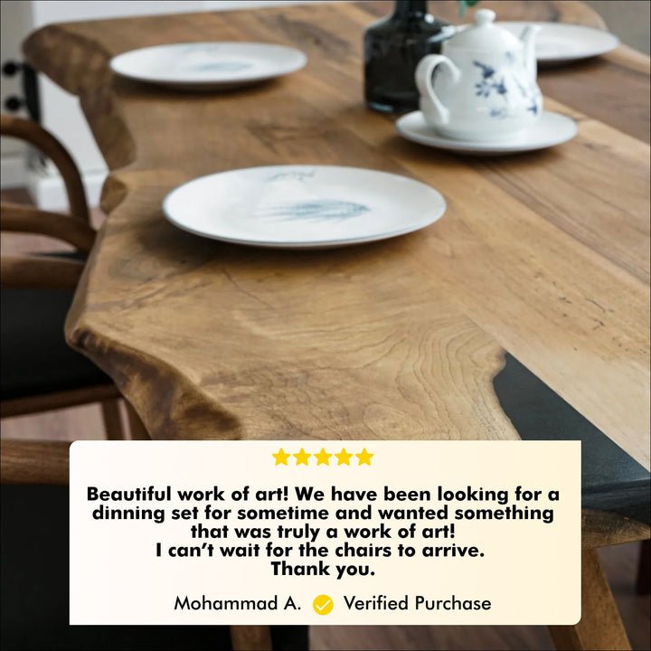 Live Edge Dining Table - Solid Walnut Farmhouse Table with Wooden Legs - UPP Home Store