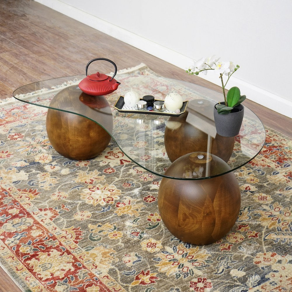 glass-coffee-table-brown-decorative-wooden-balls-modern-center-table-sleek-glass-top-design-upphomestore
