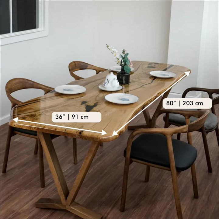 Live Edge Dining Table - Chestnut Wood Black Epoxy Farmhouse Table - UPP Home Store