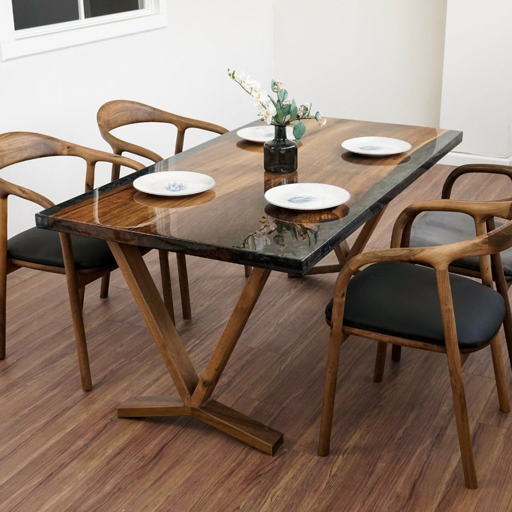 walnut-farmhouse-dining-table-6-and-4-seater-dining-table-set-epoxy-and-resin-dining-table-wooden-leg-with-chairs-upphomestore