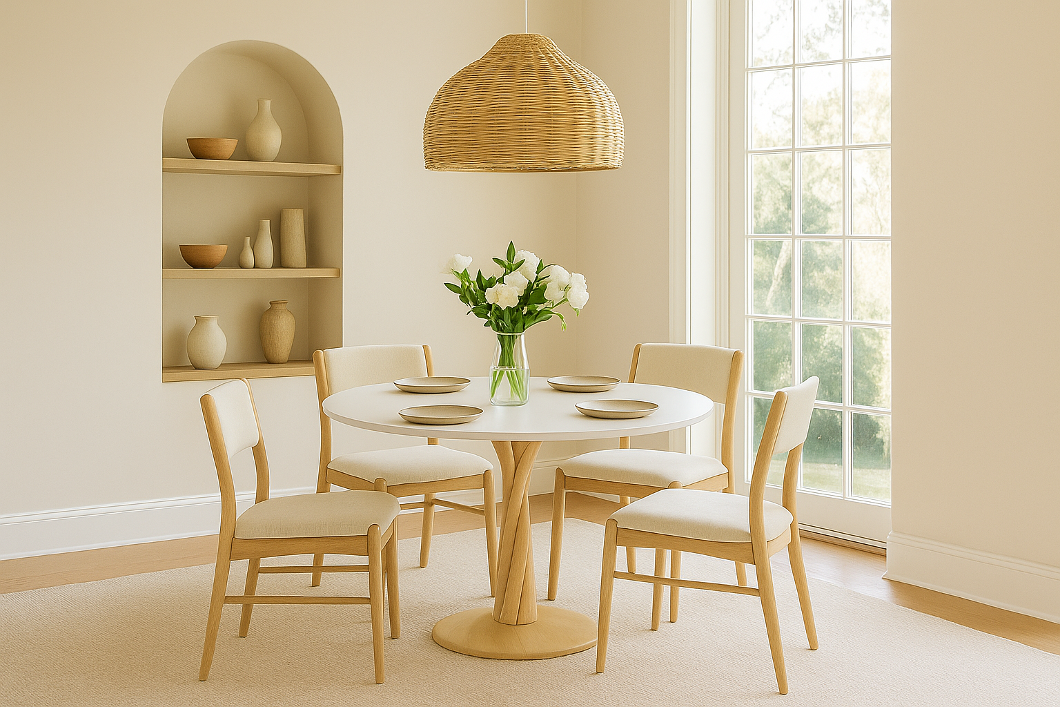 white round dining table