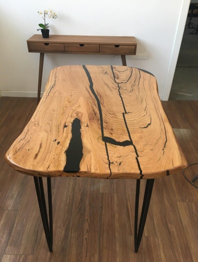 Chestnut Epoxy Live Edge Table, 45 × 30 in, ready-to-ship piece No. 2, photo 1