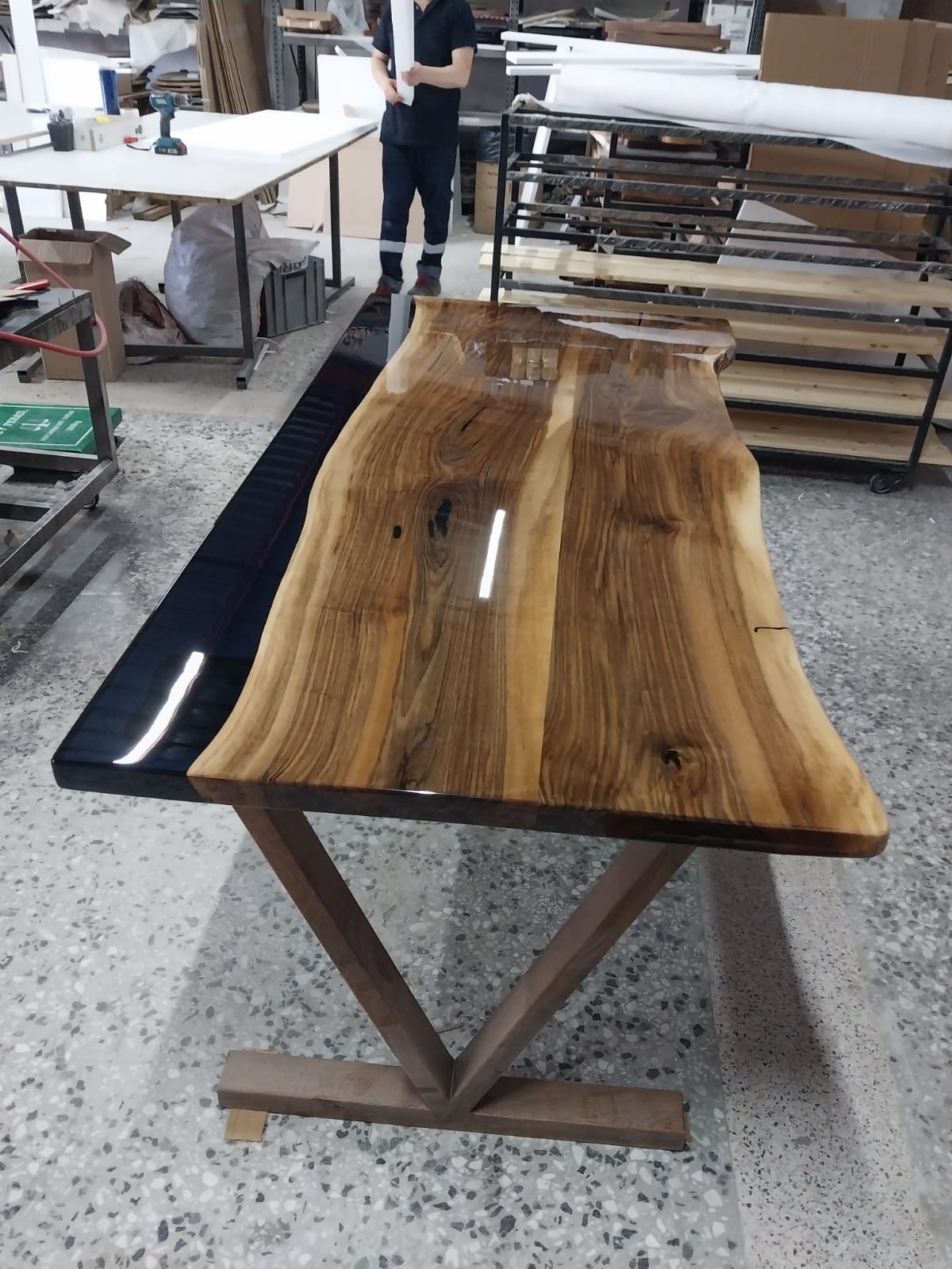 Walnut Desk with Epoxy Details, 72 × 34 in, ready-to-ship piece No. 135, photo 1