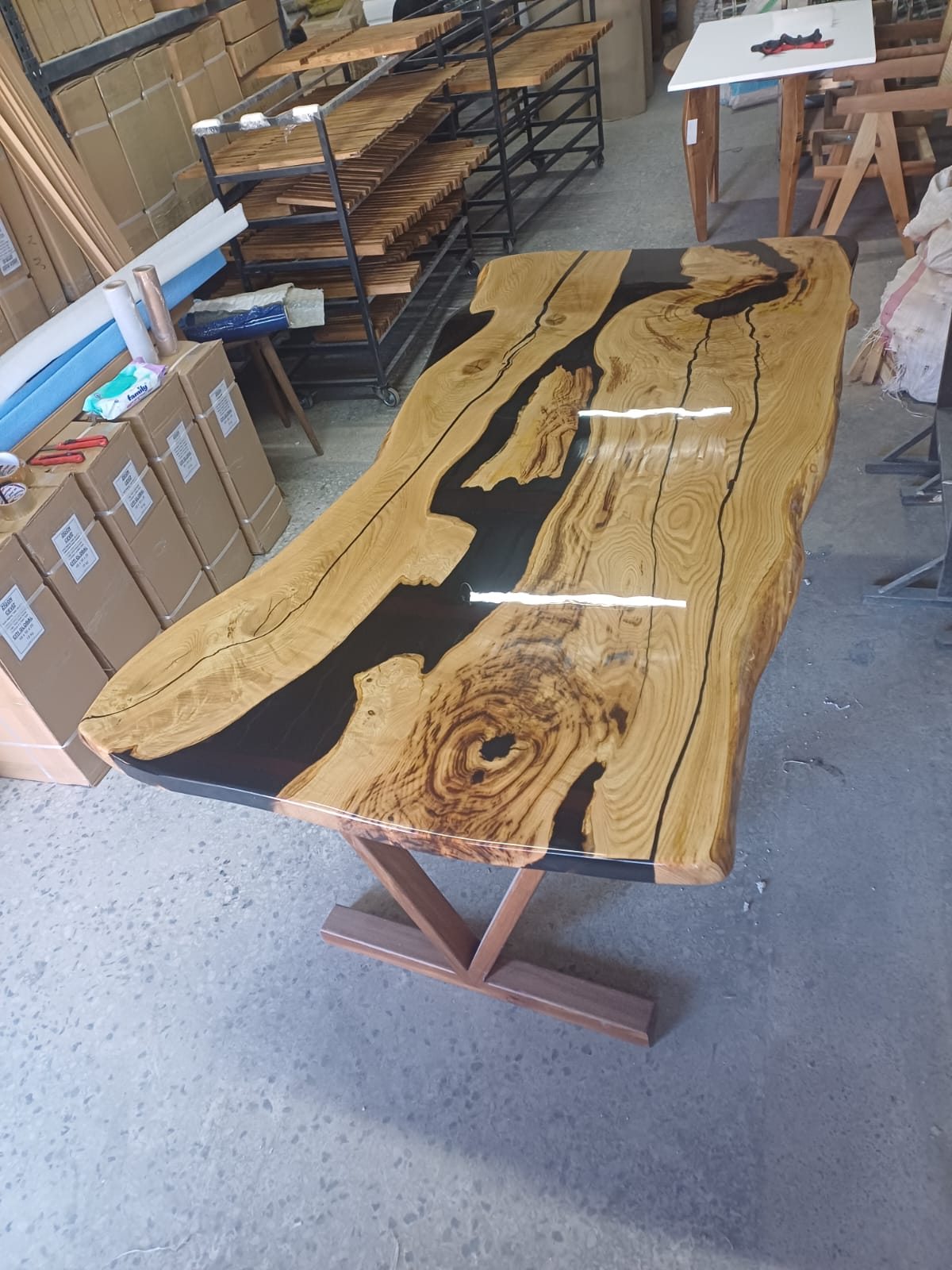 Chestnut Epoxy Dining Table, 81 × 39 in, ready-to-ship piece No. 16, photo 1
