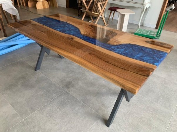 Walnut Blue River Epoxy Table, 72 × 34 in, ready-to-ship piece No. 40, photo 1