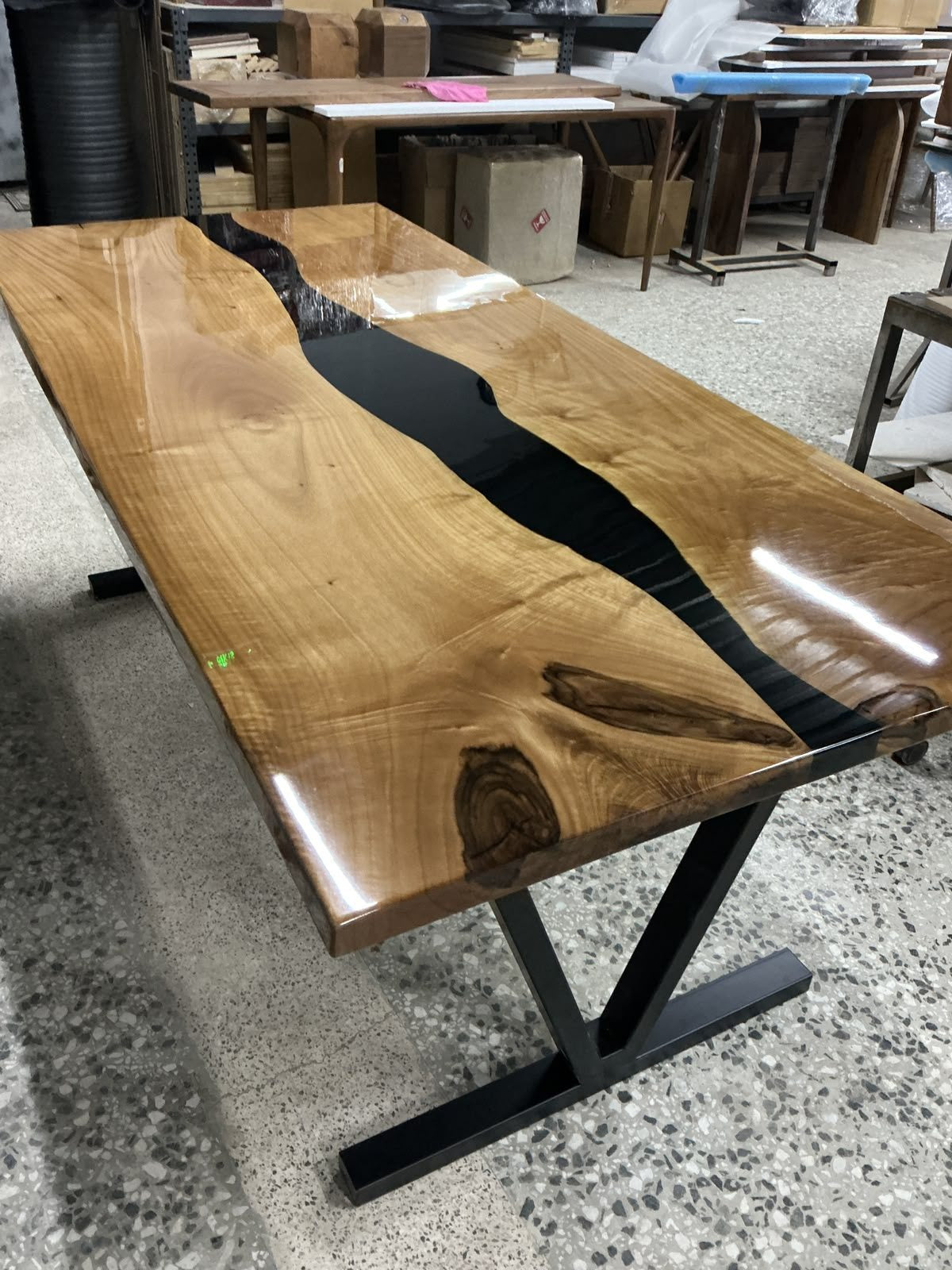 Black Epoxy River Dining Table, 80 × 36 in, ready-to-ship piece No. 169, photo 1