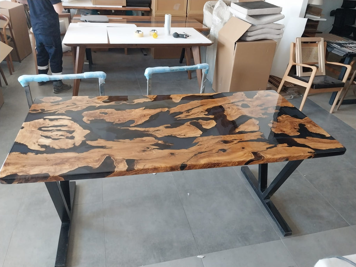 Olive Wood Epoxy Table, 72 × 34 in, ready-to-ship piece No. 134, photo 1