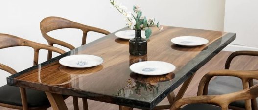 Walnut Black Epoxy Dining Table, 63 × 33 in, ready-to-ship piece No. 4, photo 1