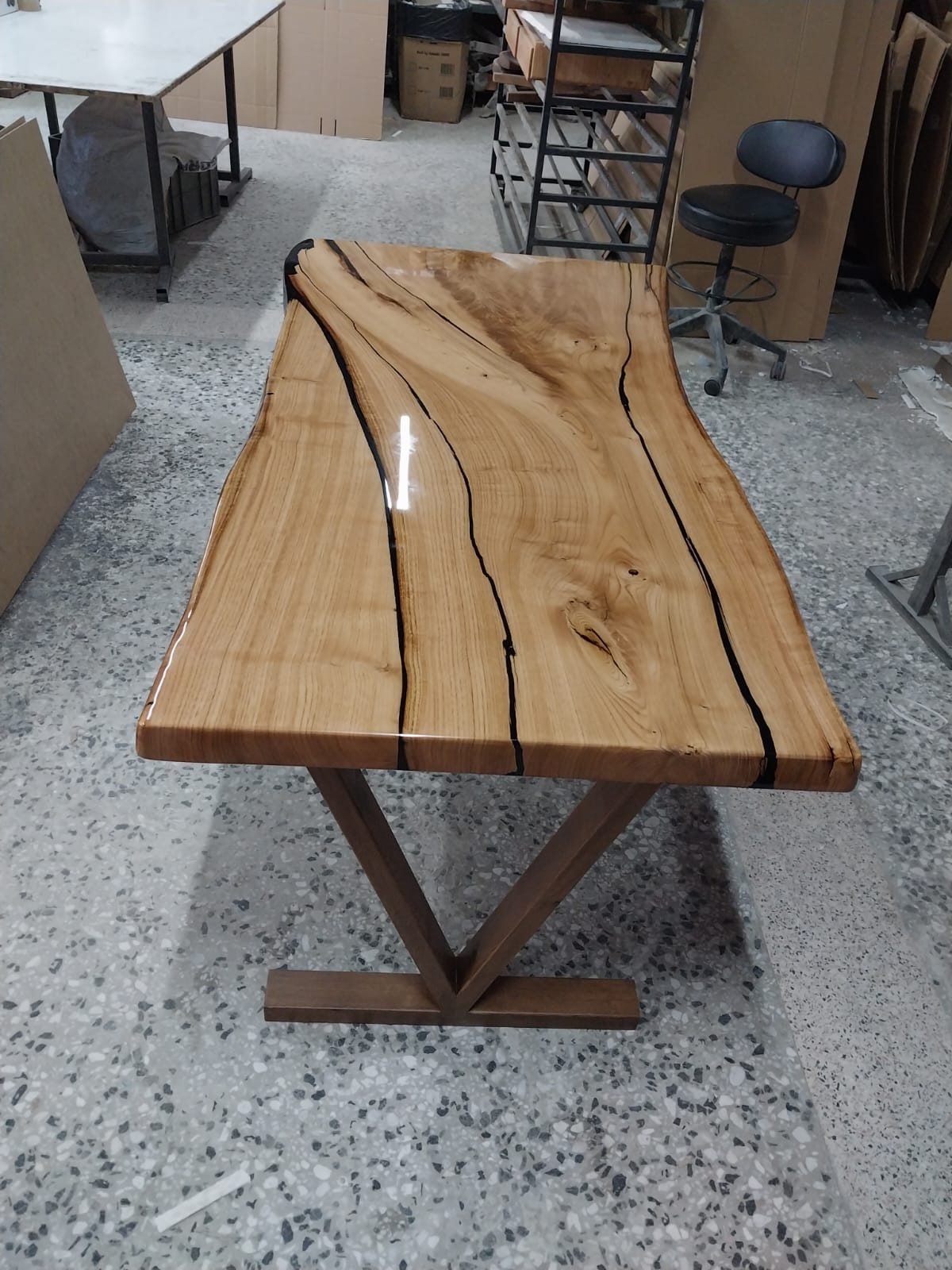 Chestnut Epoxy Desk, 60 × 33 in, ready-to-ship piece No. 138, photo 1