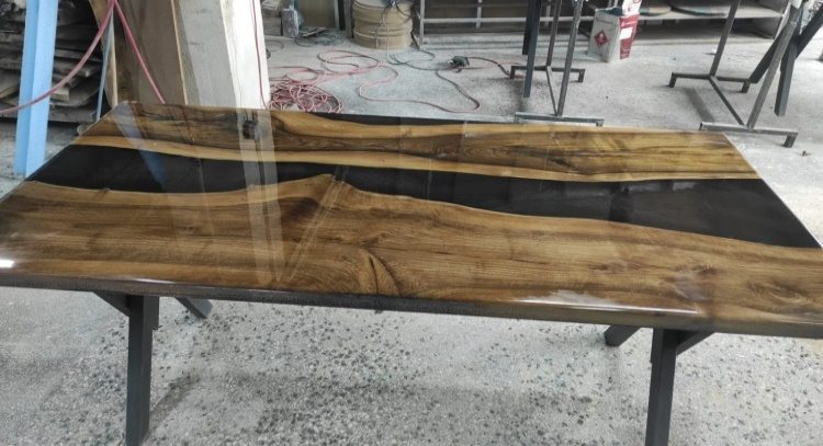 Walnut Black Epoxy Farmhouse Table, 72 × 34 in, ready-to-ship piece No. 35, photo 1