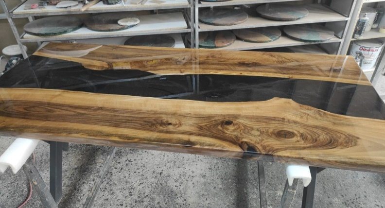 Walnut Black Epoxy Farmhouse Table, 72 × 34 in, ready-to-ship piece No. 36, photo 1