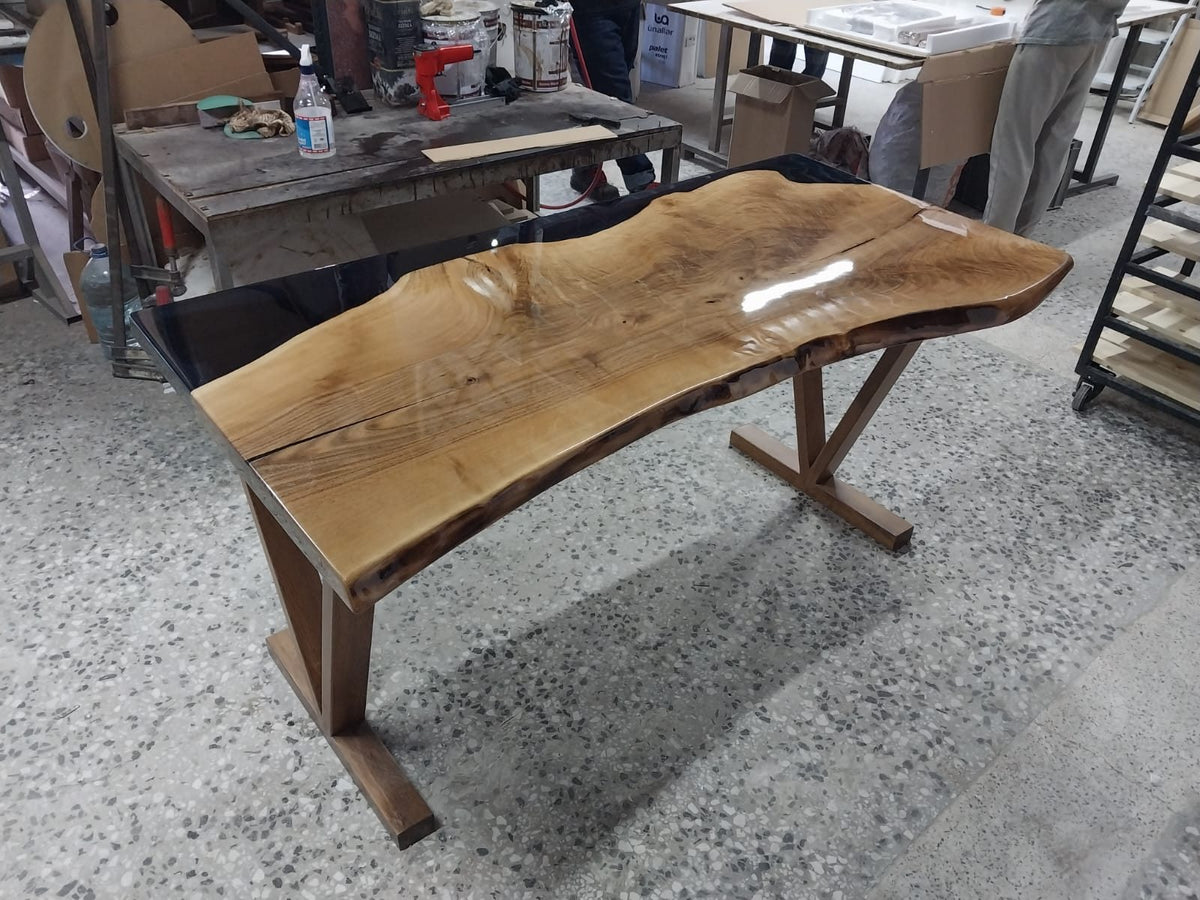 Walnut Desk with Epoxy Details, 60 × 30 in, ready-to-ship piece No. 136, photo 1