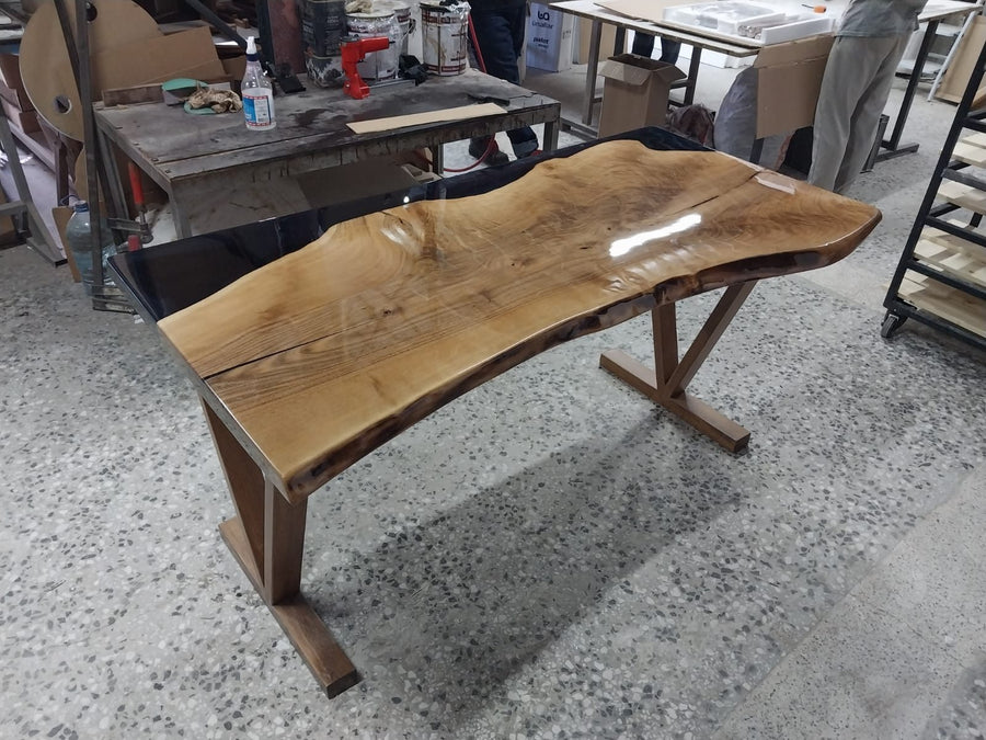 Walnut Desk with Epoxy Details, 60 × 30 in, ready-to-ship piece No. 136, photo 1