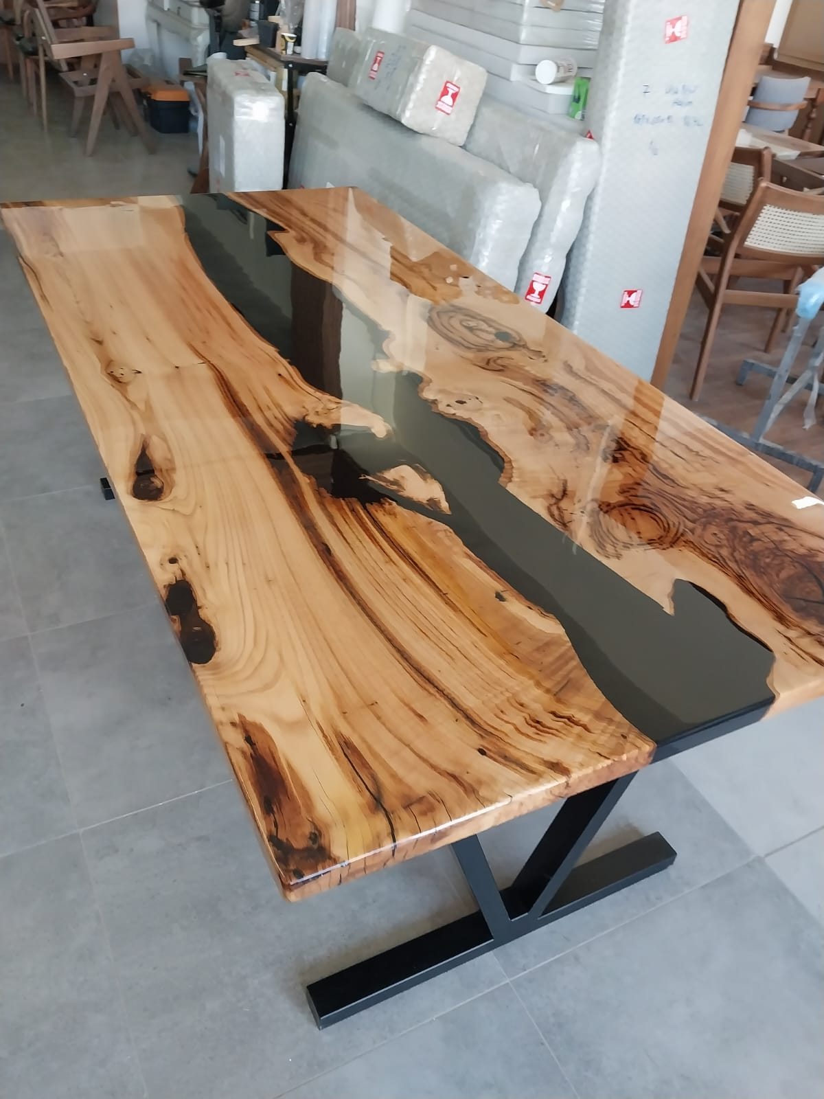 Chestnut Black River Epoxy Table, 83 × 39 in, ready-to-ship piece No. 137, photo 1