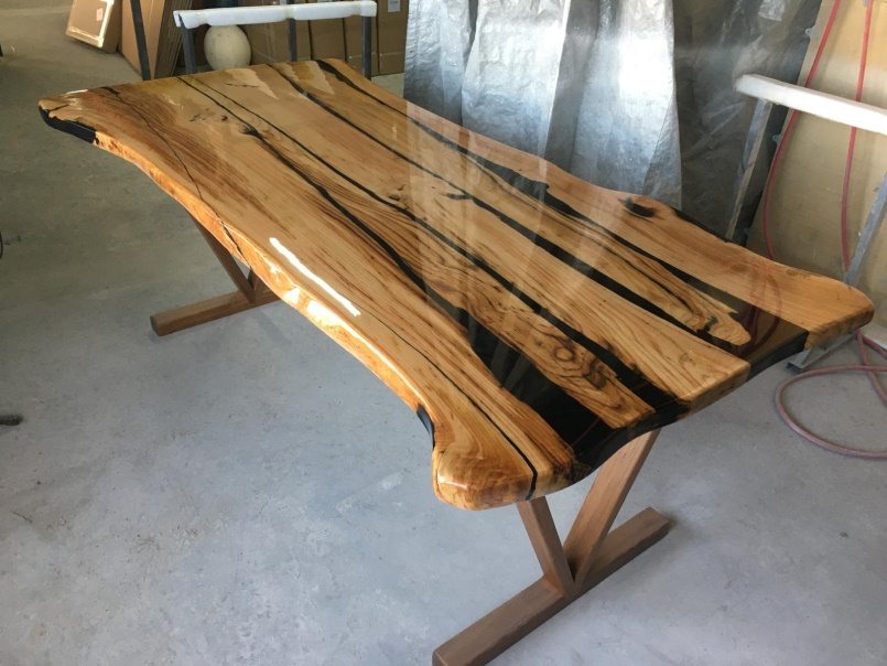 Chestnut Epoxy Dining Table, 79 × 36 in, ready-to-ship piece No. 17, photo 1