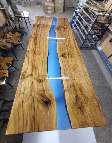 Walnut Epoxy River Dining Table, 110 × 40 in, ready-to-ship piece No. 21, photo 1