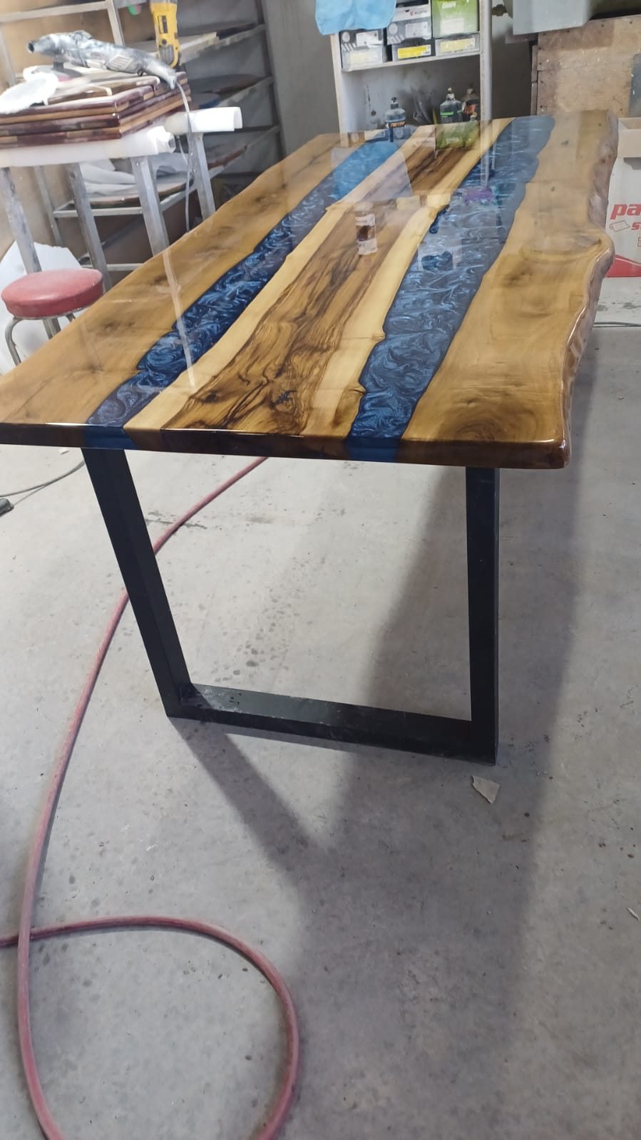 Walnut Blue Epoxy River Table, 72 × 34 in, ready-to-ship piece No. 18, photo 1