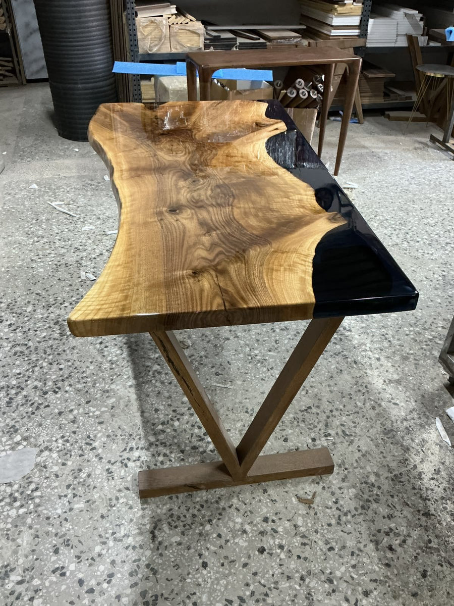 Walnut Desk with Epoxy Details, 60 × 28 in, ready-to-ship piece No. 152, photo 1