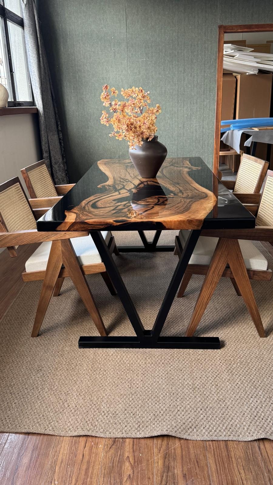 Walnut Black Epoxy Dining Table, 91 × 36 in, ready-to-ship piece No. 166, photo 2