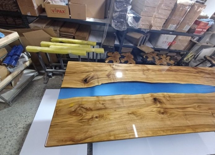 Walnut Epoxy River Dining Table, 110 × 40 in, ready-to-ship piece No. 21, photo 2