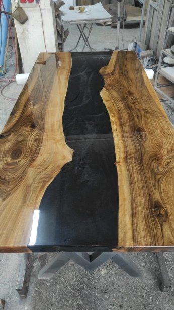 Walnut Black Epoxy Farmhouse Table, 72 × 34 in, ready-to-ship piece No. 36, photo 2