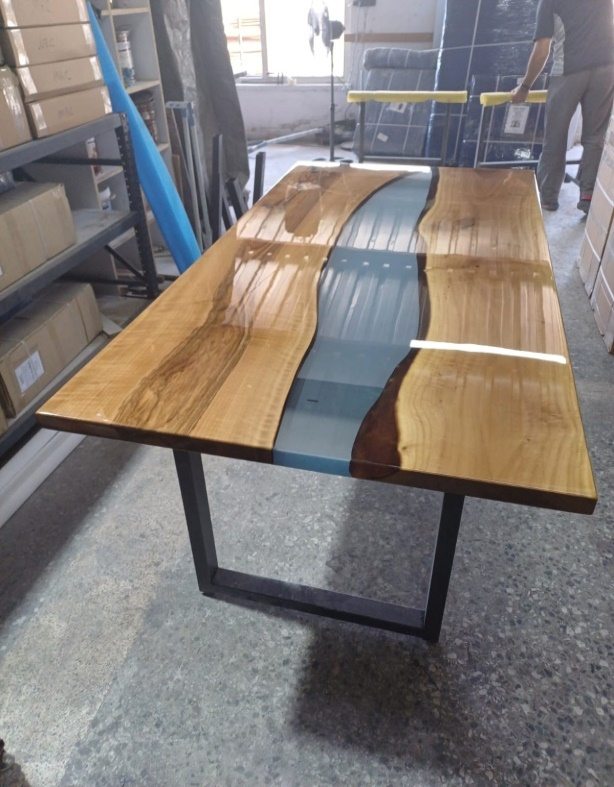 Walnut Blue Epoxy River Table, 78 × 39 in, ready-to-ship piece No. 13, photo 2