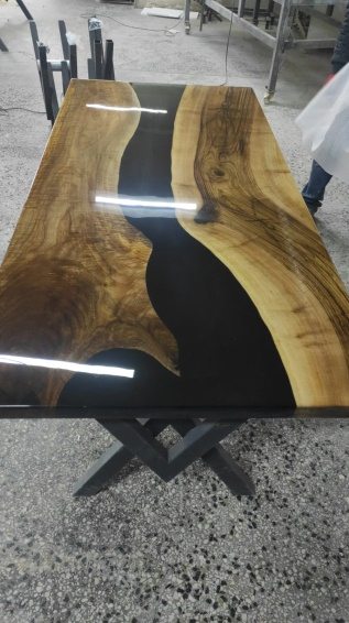 Walnut Black Epoxy Farmhouse Table, 72 × 34 in, ready-to-ship piece No. 34, photo 2