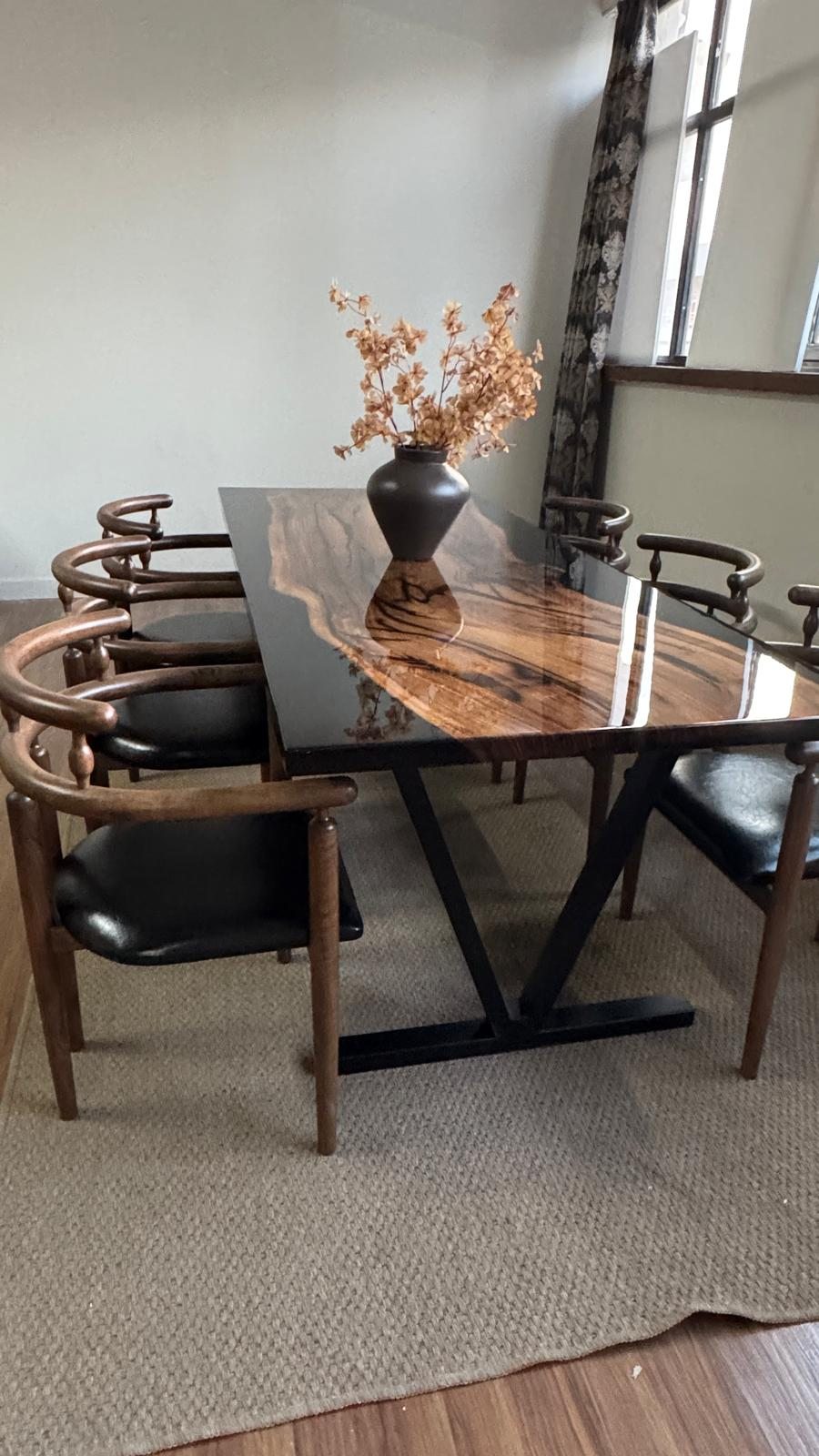 Walnut Black Epoxy Dining Table, 91 × 36 in, ready-to-ship piece No. 168, photo 2