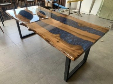 Walnut Blue River Table, Double Channel, 80 × 38 in, ready-to-ship piece No. 42, photo 2