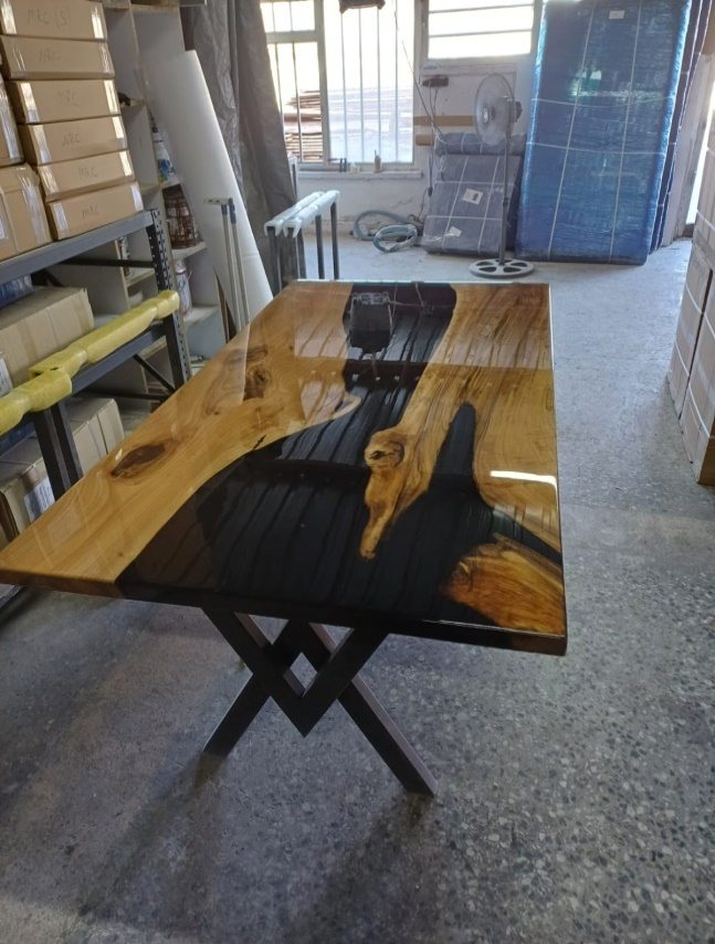 Walnut Black Epoxy River Table, 74 × 39 in, ready-to-ship piece No. 11, photo 2