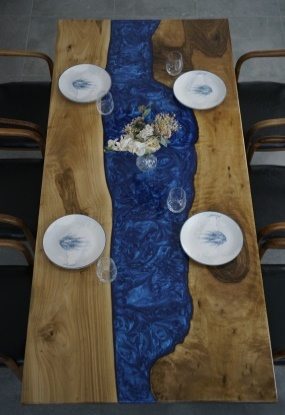 Walnut Blue River Epoxy Table, 80 × 36 in, ready-to-ship piece No. 37, photo 2