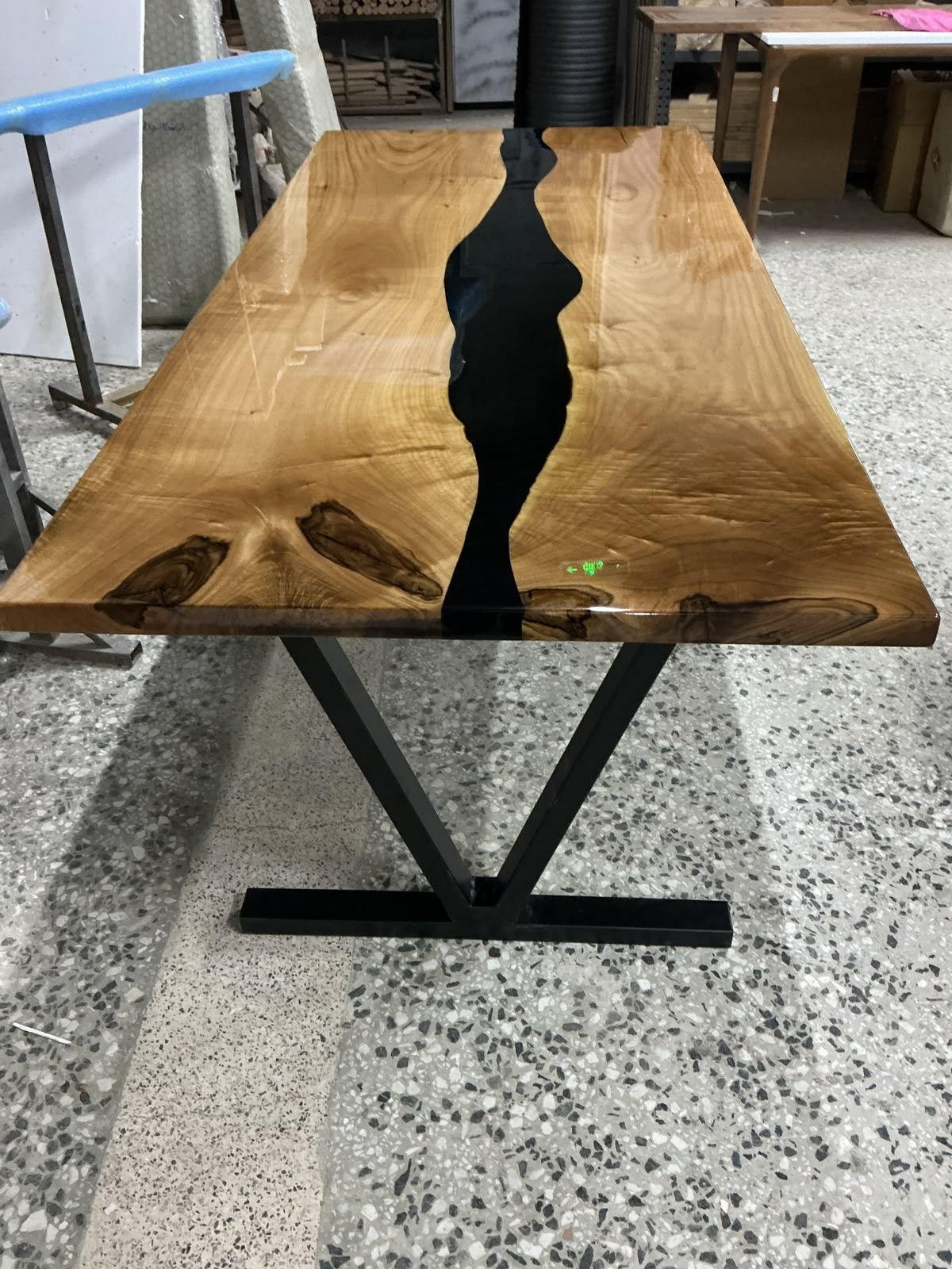Black Epoxy River Dining Table, 80 × 36 in, ready-to-ship piece No. 169, photo 2