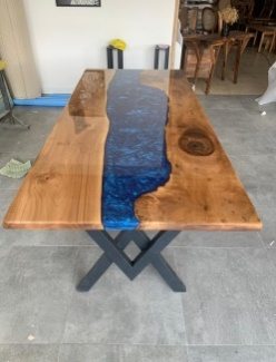 Walnut Blue River Epoxy Table, 80 × 36 in, ready-to-ship piece No. 38, photo 2