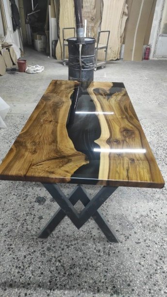 Walnut Black Epoxy Farmhouse Table, 72 × 34 in, ready-to-ship piece No. 33, photo 2
