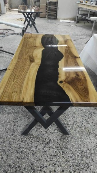 Walnut Black Epoxy Farmhouse Table, 72 × 34 in, ready-to-ship piece No. 32, photo 2