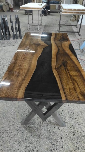 Walnut Black Epoxy Farmhouse Table, 72 × 34 in, ready-to-ship piece No. 35, photo 2