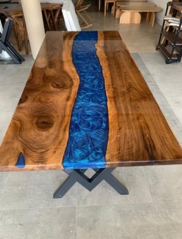 Walnut Blue River Epoxy Table, 80 × 36 in, ready-to-ship piece No. 41, photo 2