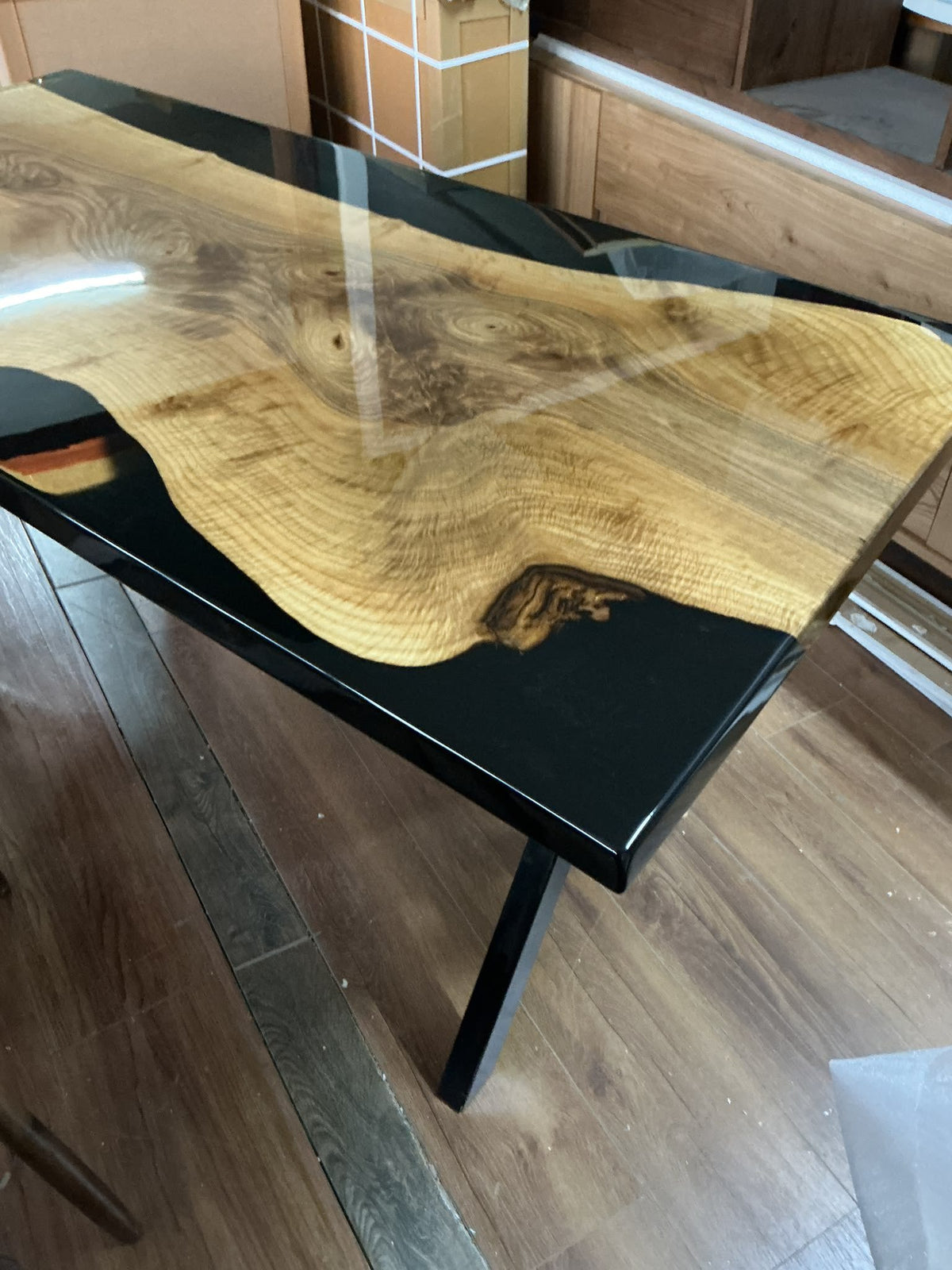 Black Epoxy Dining Table, 60 × 30 in, ready-to-ship piece No. 171, photo 2