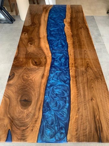 Walnut Blue River Epoxy Table, 80 × 36 in, ready-to-ship piece No. 41, photo 3