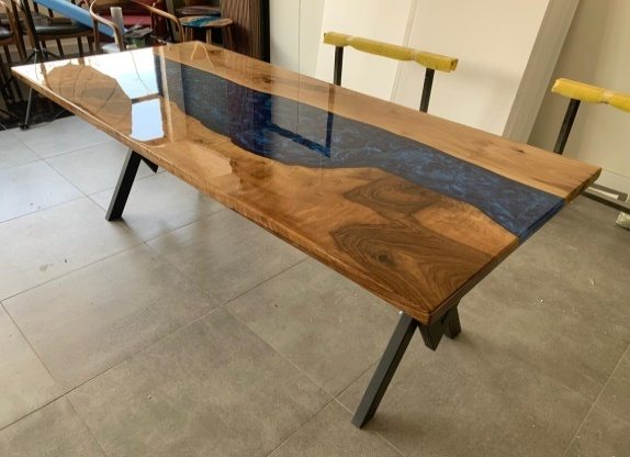 Walnut Blue River Epoxy Table, 80 × 36 in, ready-to-ship piece No. 37, photo 3