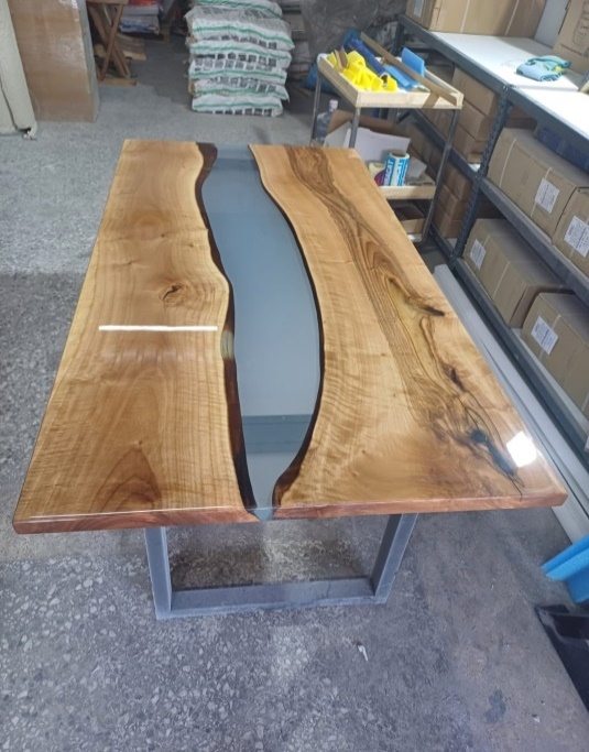 Walnut Blue Epoxy River Table, 78 × 39 in, ready-to-ship piece No. 13, photo 3