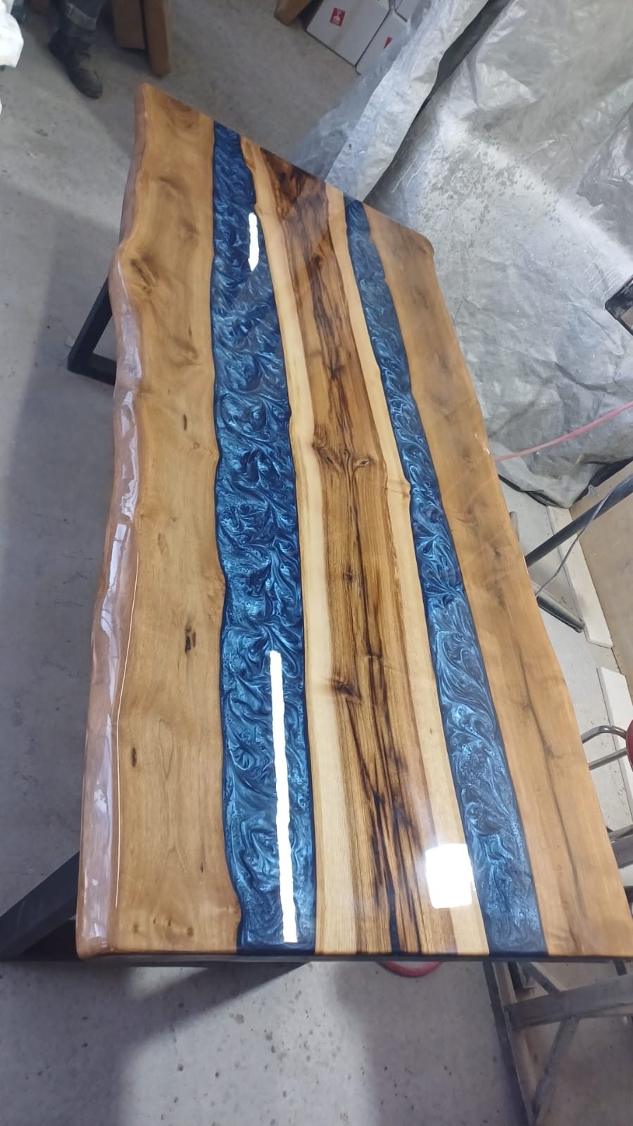 Walnut Blue Epoxy River Table, 72 × 34 in, ready-to-ship piece No. 18, photo 3
