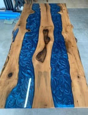 Walnut Blue River Table, Double Channel, 80 × 38 in, ready-to-ship piece No. 42, photo 3