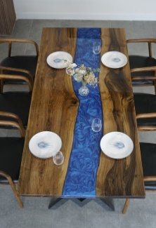 Walnut Blue River Epoxy Table, 80 × 36 in, ready-to-ship piece No. 38, photo 3