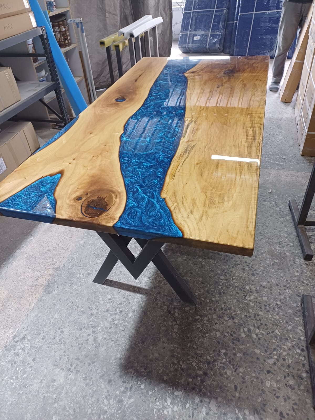 Walnut Blue Epoxy River Table, 79 × 39 in, ready-to-ship piece No. 15, photo 3
