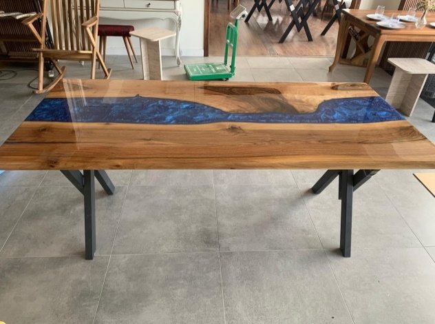 Walnut Blue River Epoxy Table, 72 × 34 in, ready-to-ship piece No. 40, photo 3