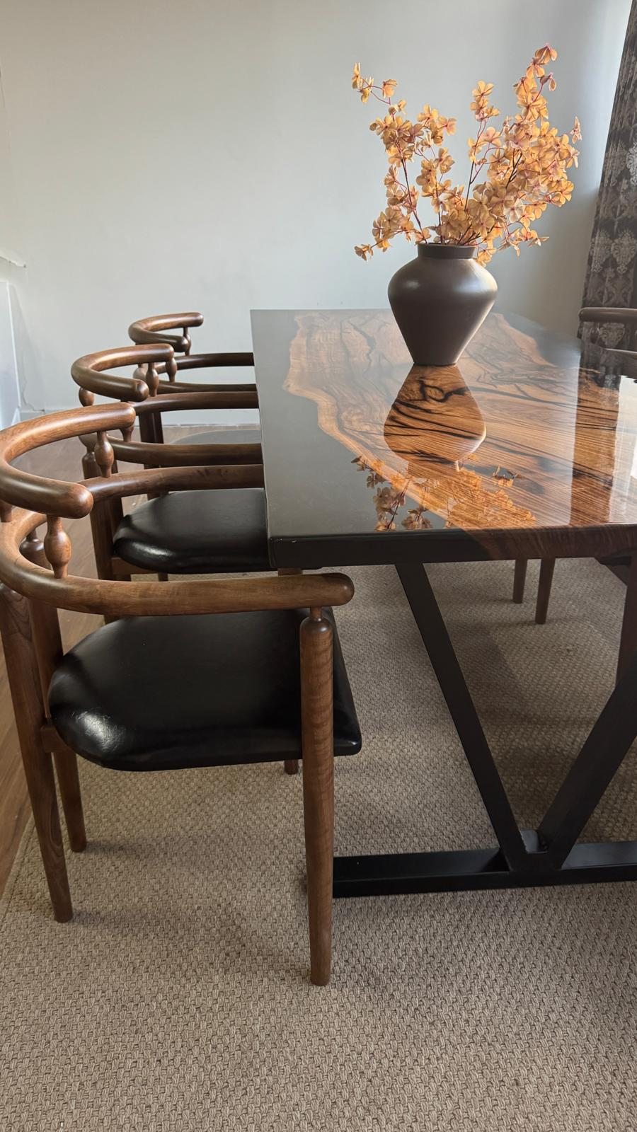 Walnut Black Epoxy Dining Table, 91 × 36 in, ready-to-ship piece No. 168, photo 3
